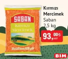 SABAN KIRMIZI MERCİMEK 2,5 KG SABAN KIRMIZI MERCİMEK 2,5 KG